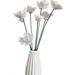 White Ceramic Vase Flowers Tazoo